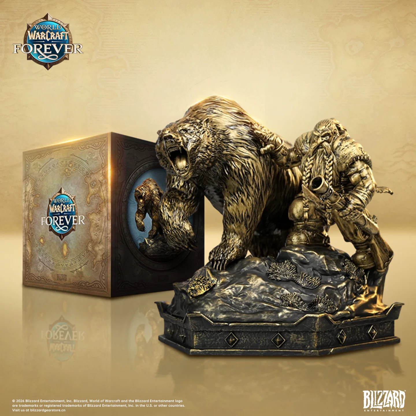 【Pre-sale】Bronze Colored Statue of Dwarf Hunter‌ and Giant Bear-World of Warcraft-Blizzard Studio