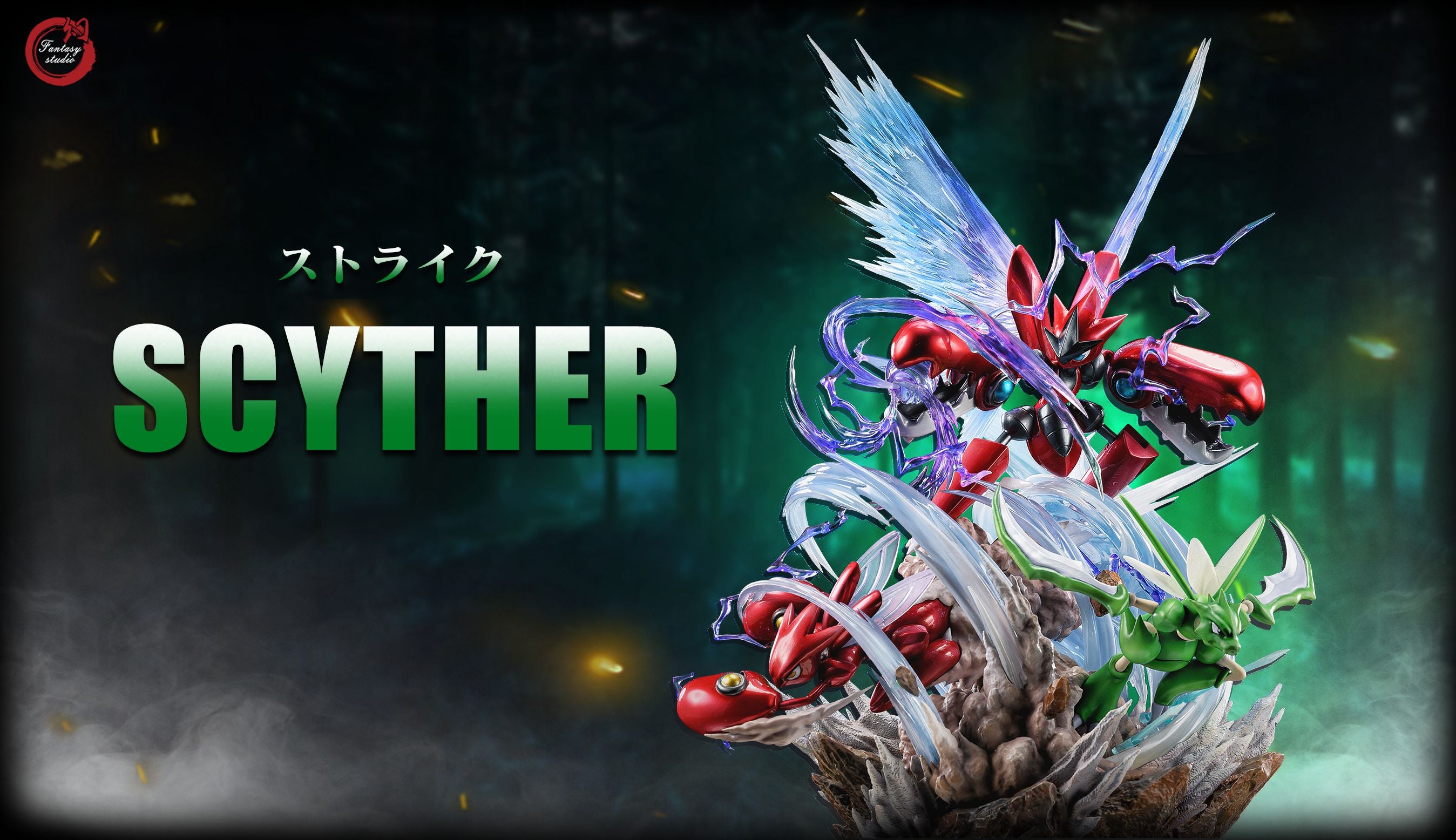 【In stock】GX Evolution Series 011 Swords Dance Scyther & Bullet Punch Scizor & Flash Cannon Mega Scizor with LED-Pokemon-Fantasy Studio