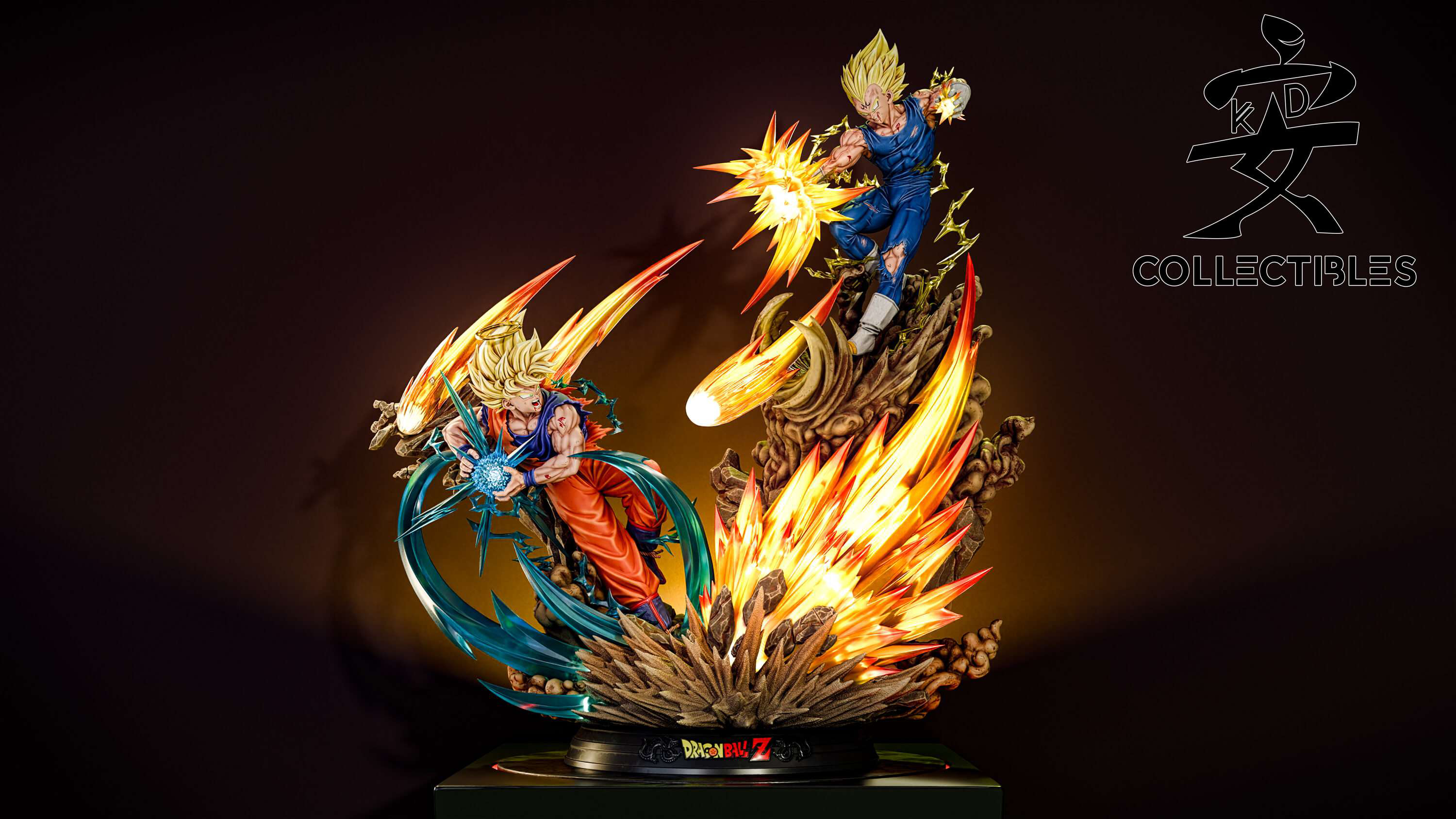 【Sold out】1/4 Scale Super Saiyan 2 Son Goku VS Super Saiyan 2 Vegeta with LED-KD Studio
