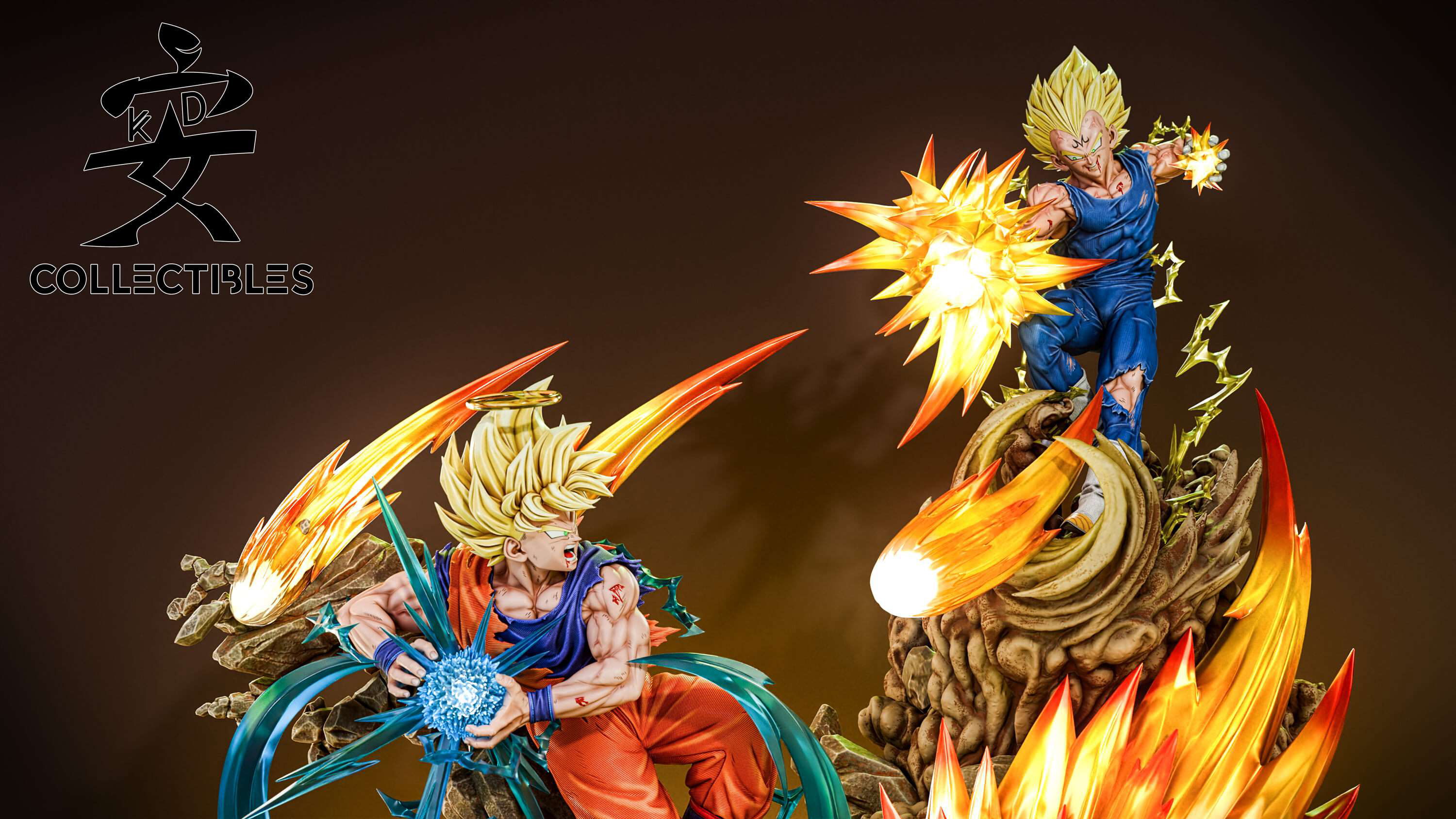 【Sold out】1/4 Scale Super Saiyan 2 Son Goku VS Super Saiyan 2 Vegeta with LED-KD Studio