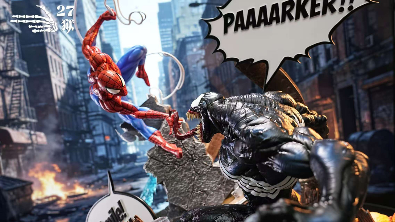 【Pre-sale】1/4 Scale Spider Man vs Venom with LED-27abyss Studio