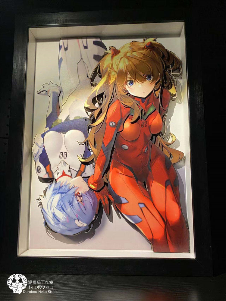 【Pre-sale】Soryu Asuka Langley & Rei Ayanami 3D Decoration Painting-Evangelion-Dorobou Neko Studio