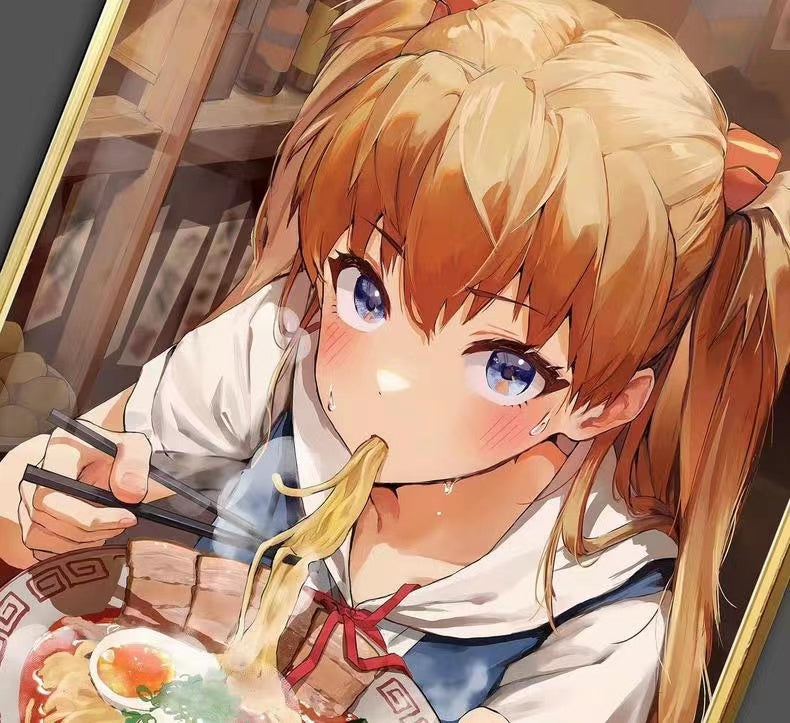 【In Stock】Decorative Painting of Eating Ramen Noodles Asuka Shikinami Langley-EVA-Billion Birds Studio