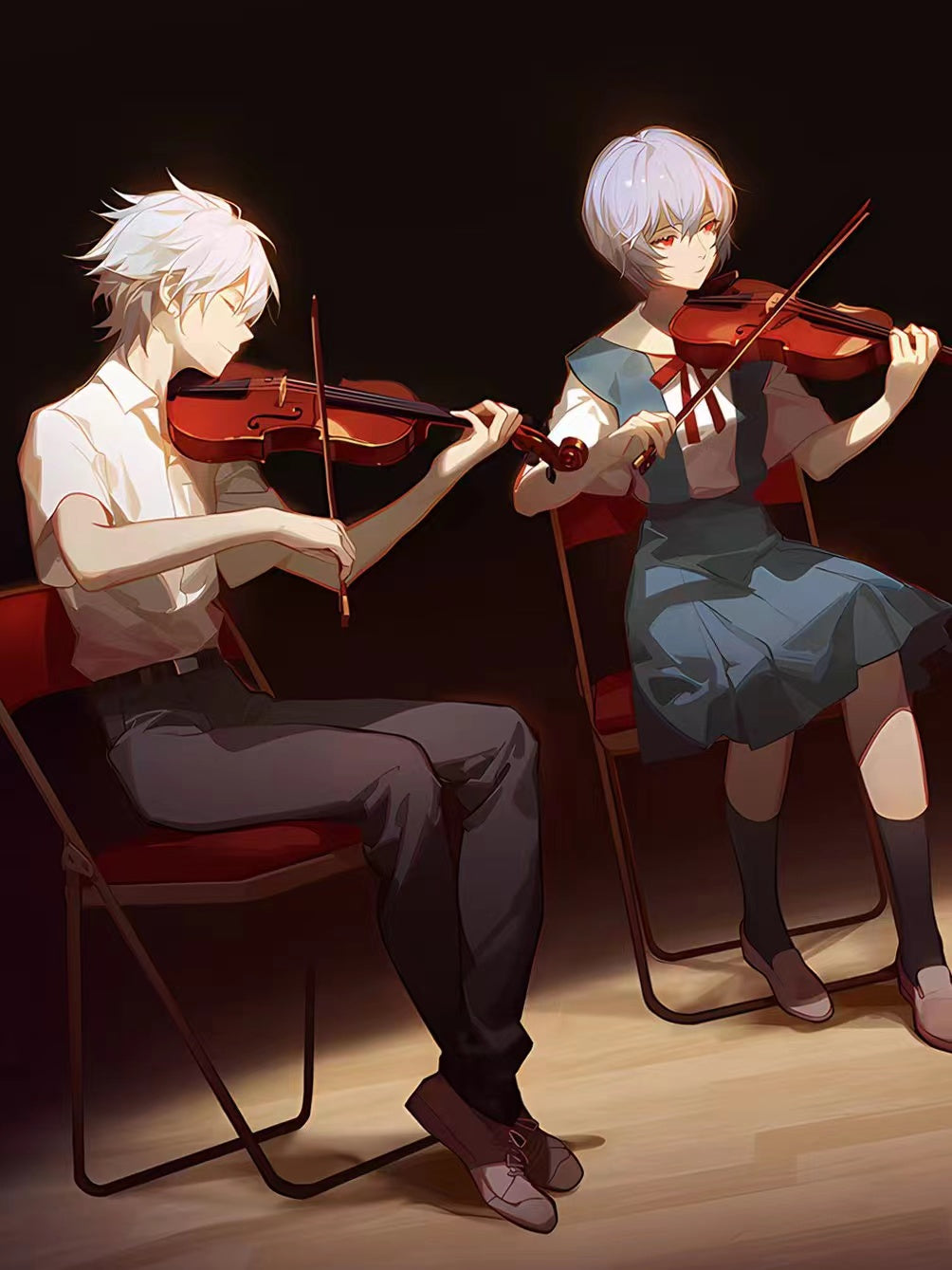 【Pre-sale】Decorative Painting of Asuka Langley Soryu, Ayanami Rei & Ikari Shinji-String Quartet-XingKong Studio
