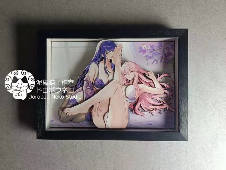 【In stock】Raiden Shogun & Yae Miko 3D Decoration Painting- Genshin Impact-Dorobou Neko Studio