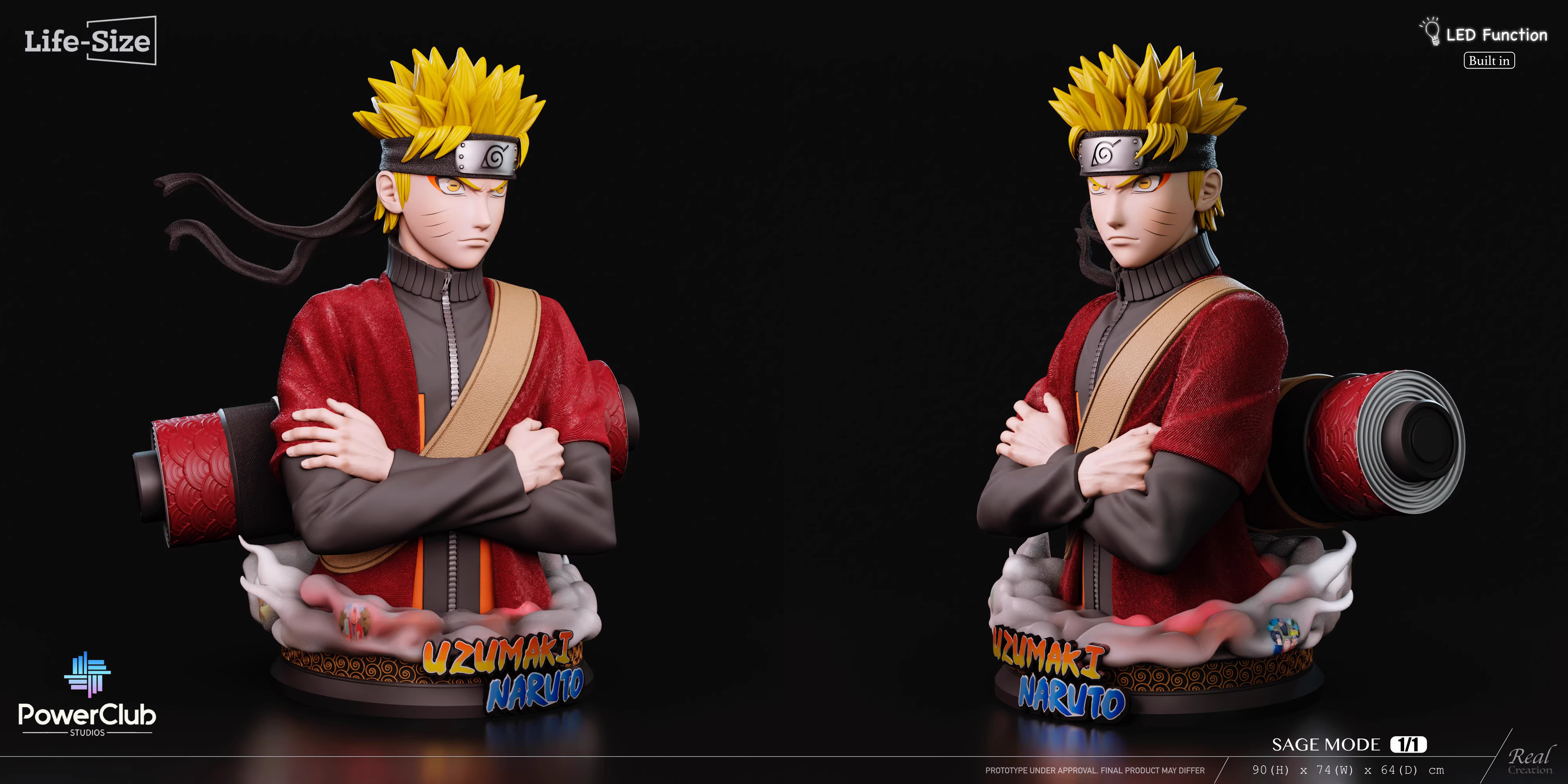 【Pre-sale】1/1 Scale Bust of Naruto Sage Mode with LED-PowerClub and RCS Studios