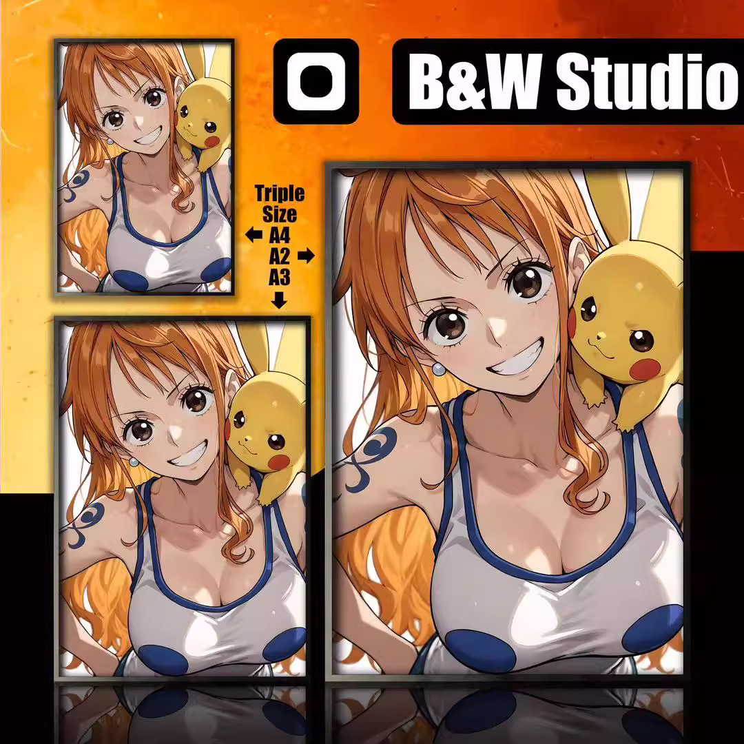 【Pre-sale】Decorative Painting of Nami and Pikachu-Black and White Studio